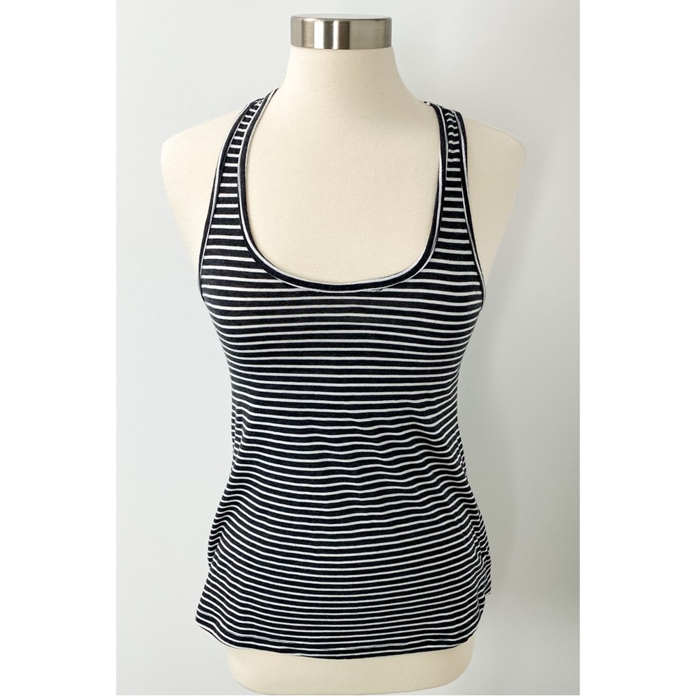 Forever 21 Crossback Striped Tank Grey White Size Medium INV174